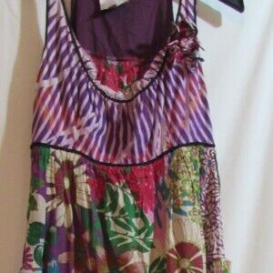 ROMEO & JULIET COUTURE DRESS SIZE S FORAL PRINT ATTACHED OVERLAY PURPLE BOHO